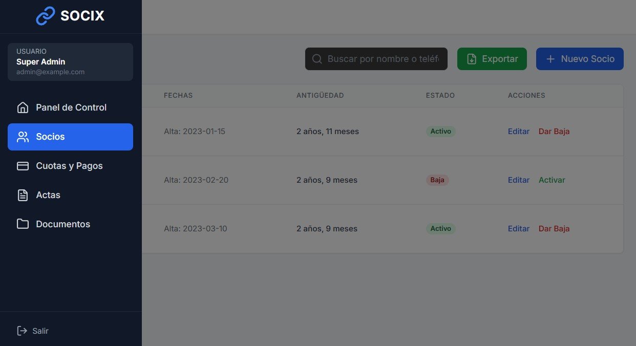 Captura área de socios